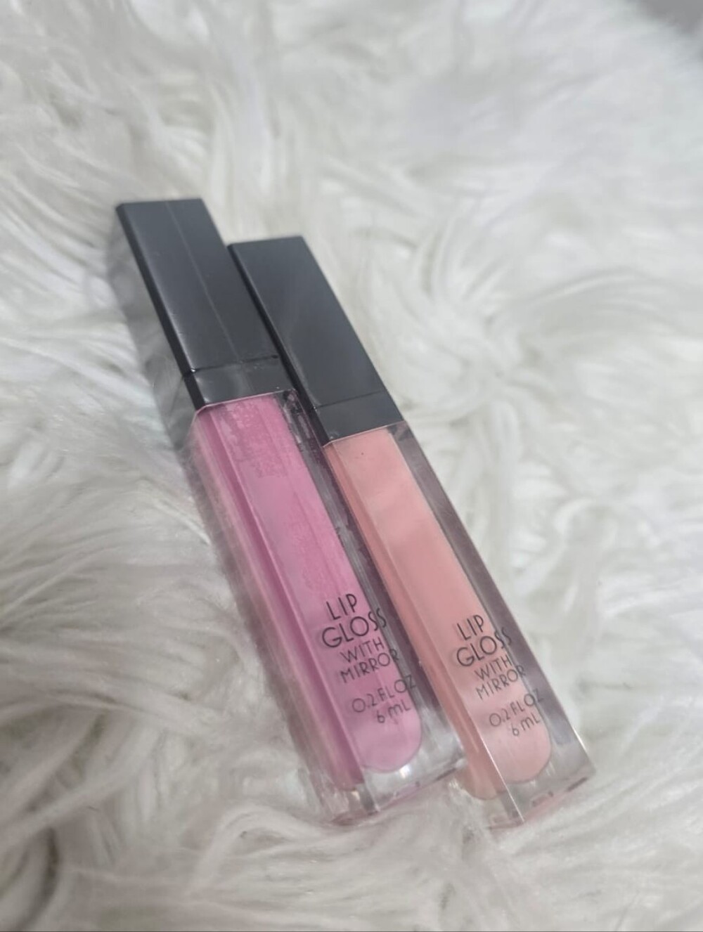 Fantasia Glass-Like Lip Gloss with Mirror Set of 2 Pink and Nude Color